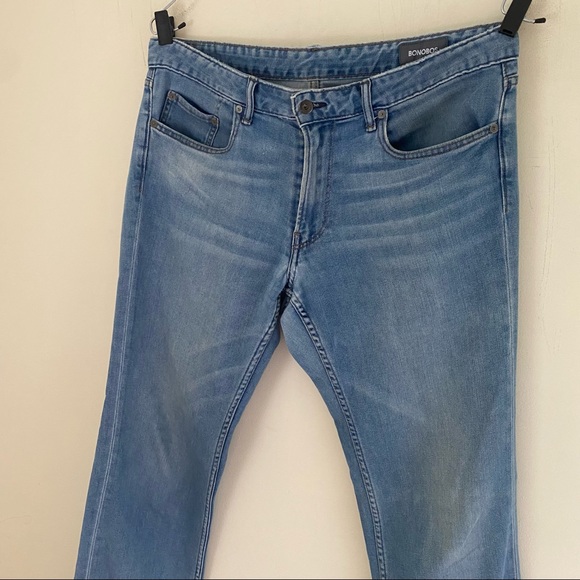 Bonobos Jeans Mens 34X34 Light Wash Distressed Straight Leg Soft Relaxed - Picture 2 of 11